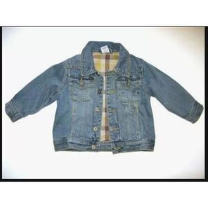 Gymboree boys Rodeo Cowboy lined blue denim jean jacket coat tan plaid 12-24 mo